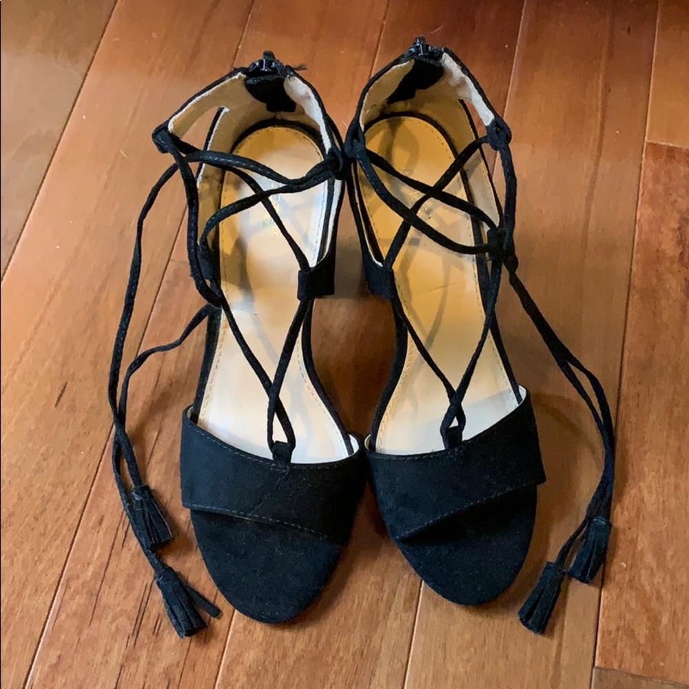Black lace up heels